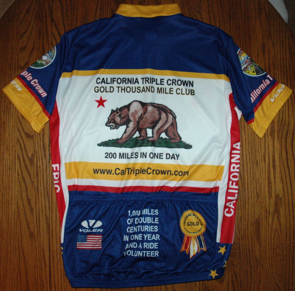 Back of new Voler Gold 1000 Mile Club Jersey